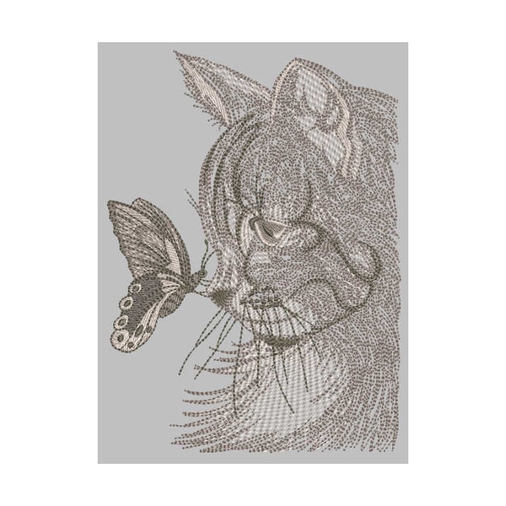 Summer meeting cat and butterfly embroidery design - Embroidery Design