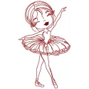 One color embroidery design of a graceful ballet dancer girl, ideal for stitching on apparel and accessories.