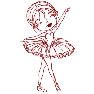 Ballet dancer girl one color embroidery design - Embroidery Design