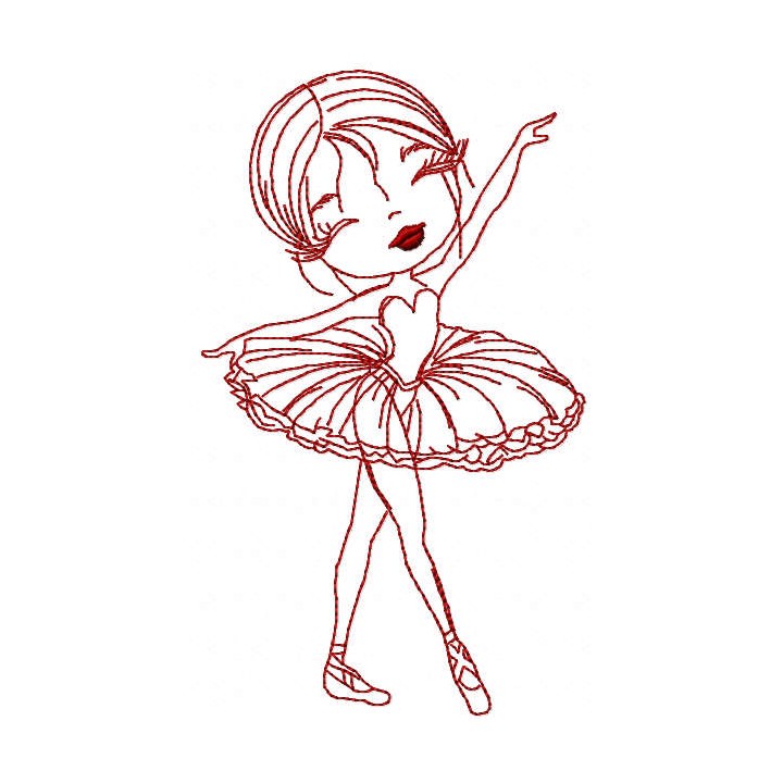 Ballet dancer girl one color embroidery design - Embroidery Design