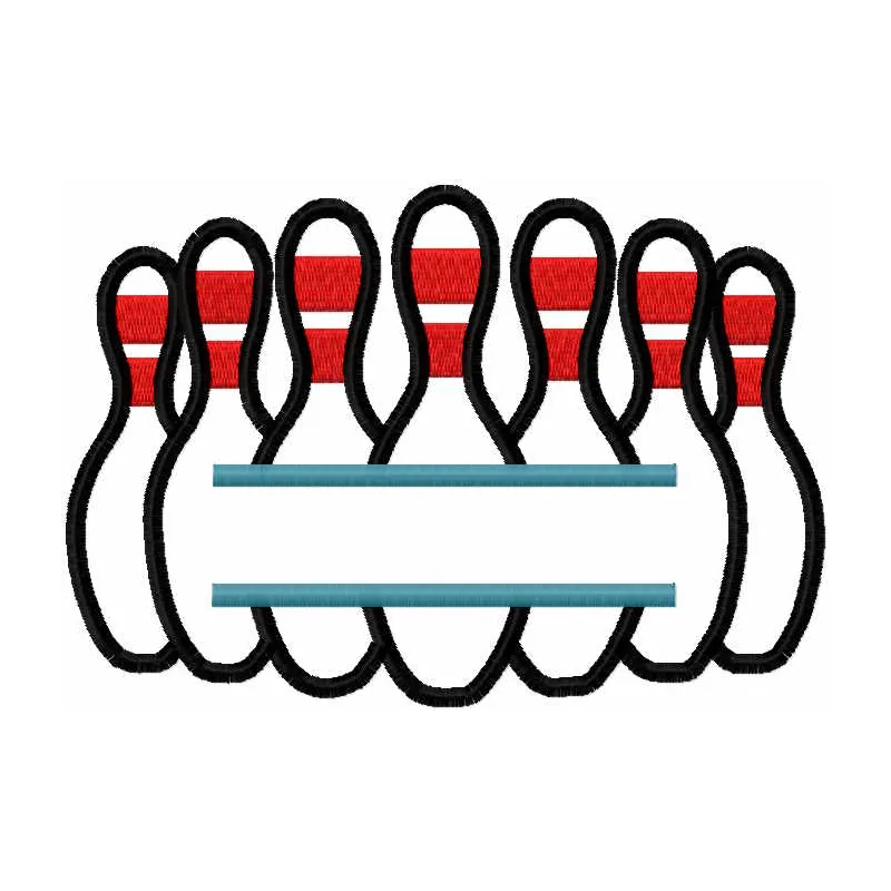Preview of the Ball Skittle Split embroidery design featuring a playful bowling theme for creative stitching projects.