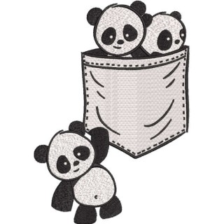 Panda family embroidery design - Embroidery Design
