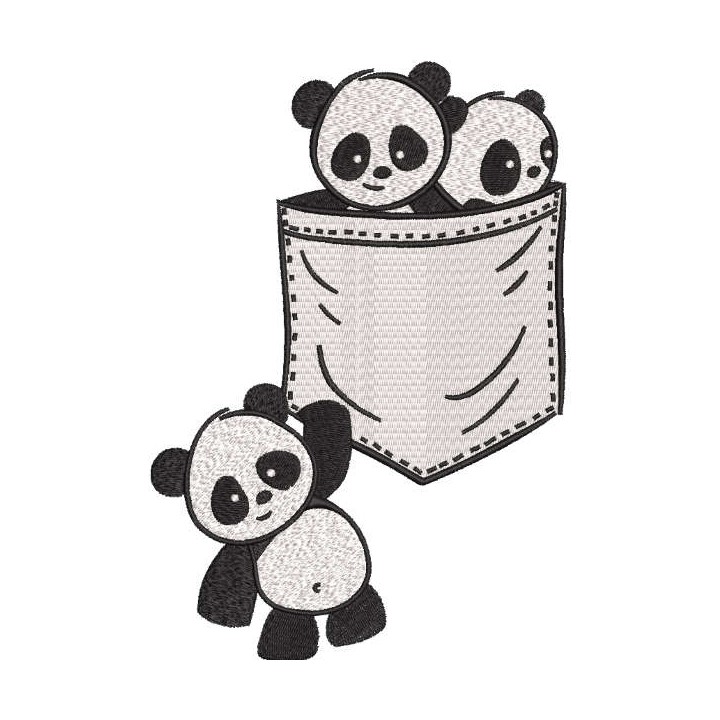 Panda family embroidery design - Embroidery Design