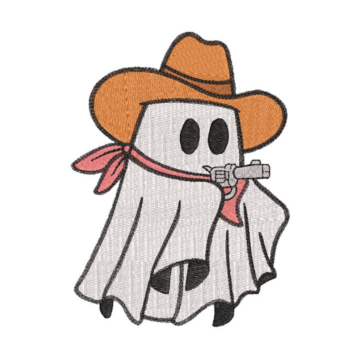 Ghost cowboy with gun embroidery design - Embroidery Design
