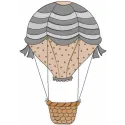 Vintage balloon embroidery design showcasing a whimsical aviation motif, perfect for t-shirts and tote bags.