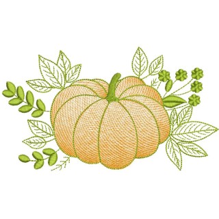 Fall Floral Pumpkin embroidery design - Embroidery Design