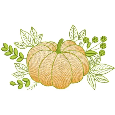 Fall Floral Pumpkin embroidery design showcasing vibrant autumn motifs for stitching on apparel and home decor.