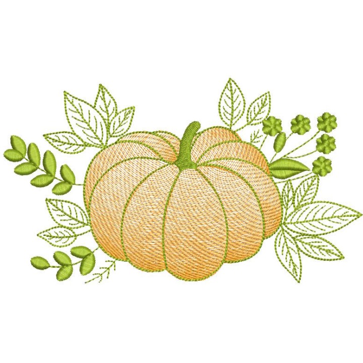 Fall Floral Pumpkin embroidery design - Embroidery Design