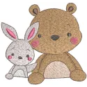 Preview of Bear Bunny Friends embroidery design featuring adorable stitched motifs for children's toys.