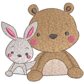 Bear bunny friends embroidery design - Embroidery Design