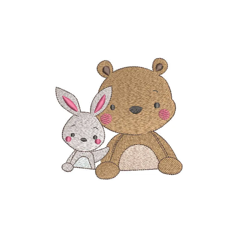 Preview of Bear Bunny Friends embroidery design featuring adorable stitched motifs for children's toys.