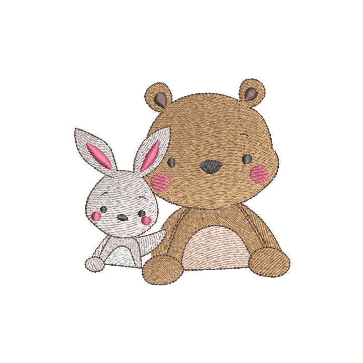 Bear bunny friends embroidery design - Embroidery Design