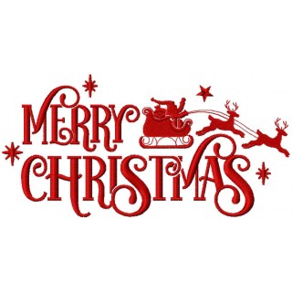 Merry Christmas santa's sleigh embroidery design - Embroidery Design