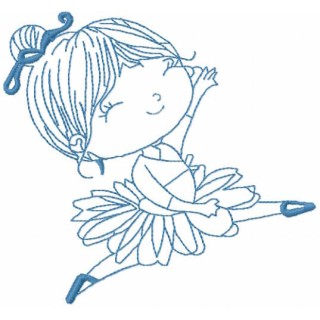 Ballerina flying in dance embroidery design - Embroidery Design