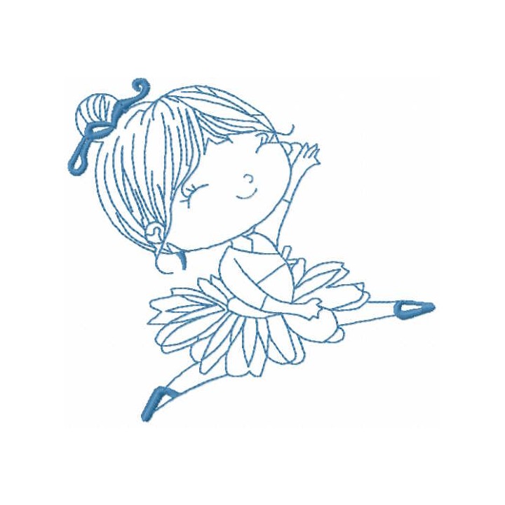 Ballerina flying in dance embroidery design - Embroidery Design
