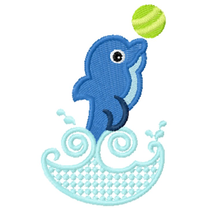 Playing dolphin embroidery design - Embroidery Design