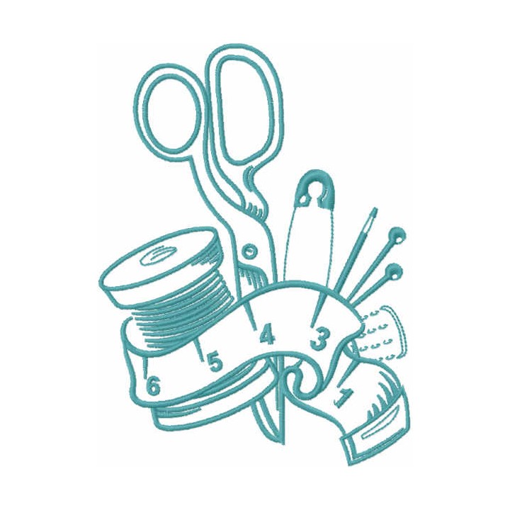 Dressmaker's sewing kit embroidery design - Embroidery Design