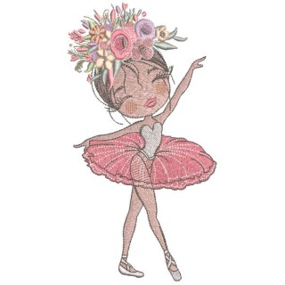 Ballerina with a wreath on her head embroidery design - Embroidery Design