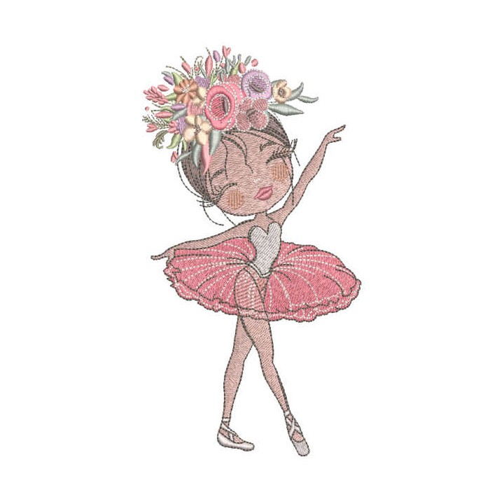 Ballerina with a wreath on her head embroidery design - Embroidery Design
