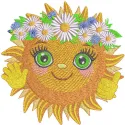 Merry sun greets you embroidery design showcasing a cheerful sun motif for vibrant stitching projects.