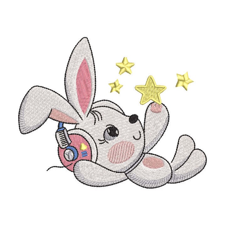 Play with the stars and listen to music embroidery design - Embroidery Design