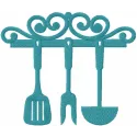 Vintage stand with kitchen utensils embroidery design preview showcasing intricate stitching patterns for kitchen decor.