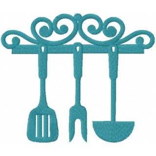 Vintage stand with kitchen utensils embroidery design - Embroidery Design