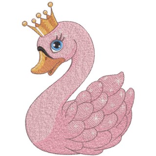 Swan princess with golden crown embroidery design - Embroidery Design