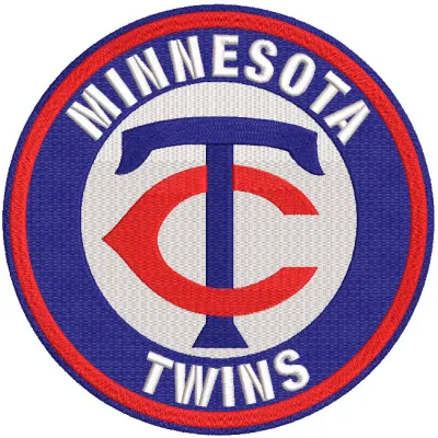 Minnesota Twins round logo embroidery design preview showcasing intricate stitching patterns for fans.
