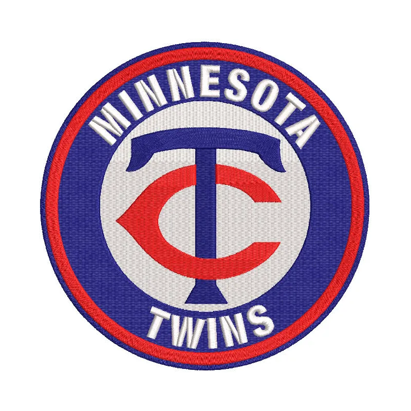 Minnesota Twins round logo embroidery design preview showcasing intricate stitching patterns for fans.