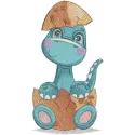 Diplodocus newborn embroidery design featuring a cute dinosaur motif, ideal for baby onesies and blankets.