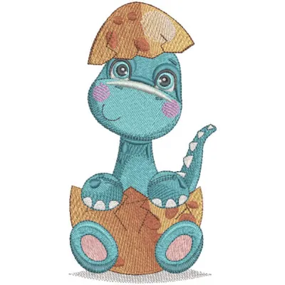 Diplodocus newborn embroidery design featuring a cute dinosaur motif, ideal for baby onesies and blankets.