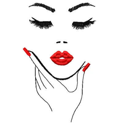 Preview of the Pretty Woman Secret embroidery design featuring a stylish female figure in intricate stitching patterns.