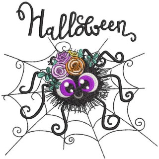 Halloween spider with roses embroidery design - Embroidery Design