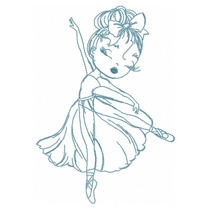 Ballerina dancer one color embroidery design - Embroidery Design