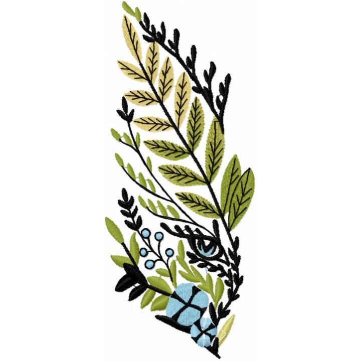 Forest eye looks out of the thicket embroidery design - Embroidery Design