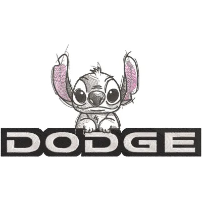 Dodge logo stitch embroidery design preview showcasing intricate stitching details for creative projects.