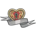 Preview of 'My Heart is Locked' embroidery design featuring a key motif, ideal for personalizing gifts or decor.