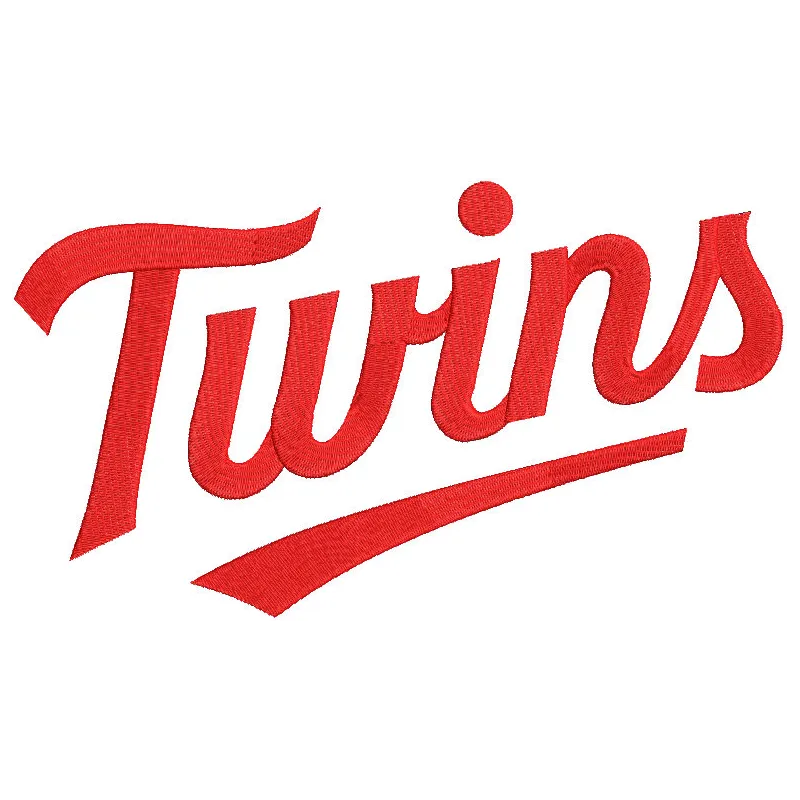 Minnesota Twins wordmark logo embroidery design preview showcasing vibrant stitching patterns for sports apparel.