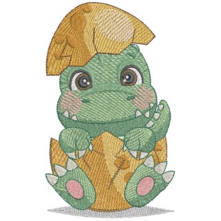Newborn dinosaur in an egg embroidery design - Embroidery Design