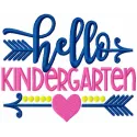 Preview of Hello Kindergarten decor embroidery design, featuring playful elements ideal for back to school projects.