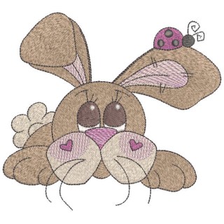 Rabbit in a flower meadow embroidery design - Embroidery Design