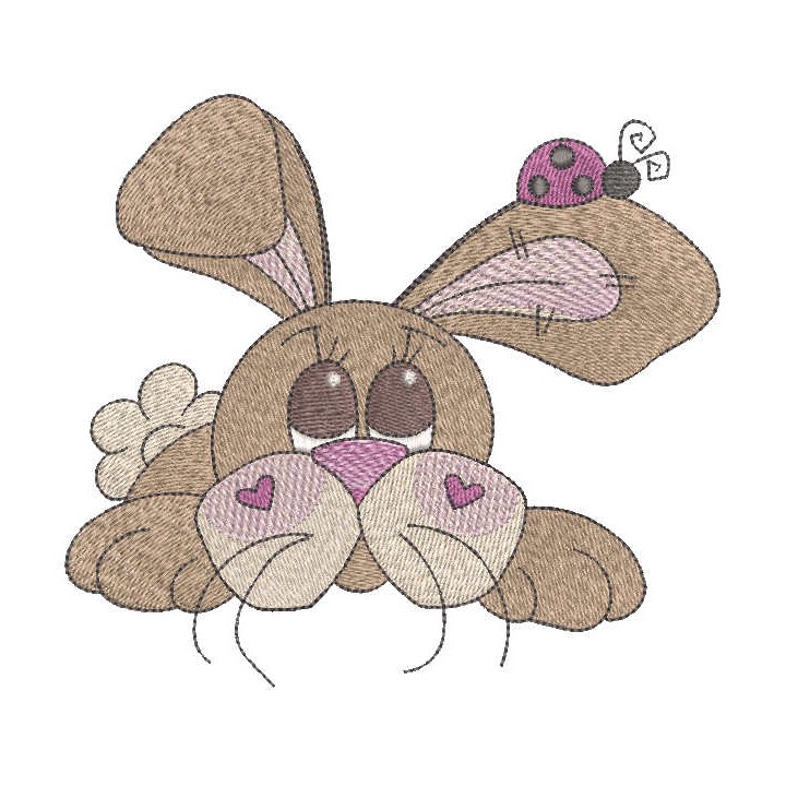 Rabbit in a flower meadow embroidery design - Embroidery Design