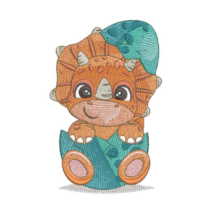 Newborn triceratops embroidery design - Embroidery Design