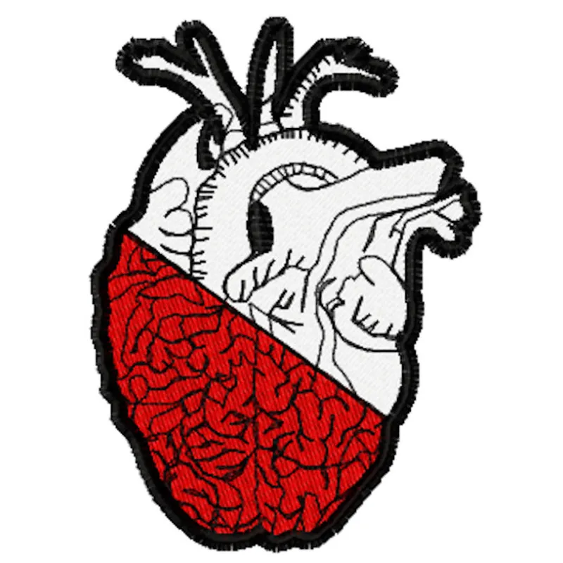 Preview of brain heart embroidery design, showcasing intricate tribal symbols for creative stitching projects.