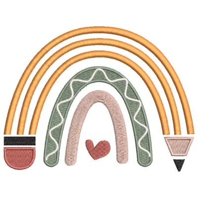 Boho school embroidery design showcasing a trendy pattern for back to school stitching on bags or apparel.