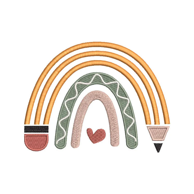 Boho school embroidery design showcasing a trendy pattern for back to school stitching on bags or apparel.