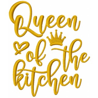 Queen of the kitchen inscription embroidery design - Embroidery Design