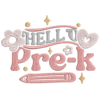 Hello pre-k embroidery design - Embroidery Design