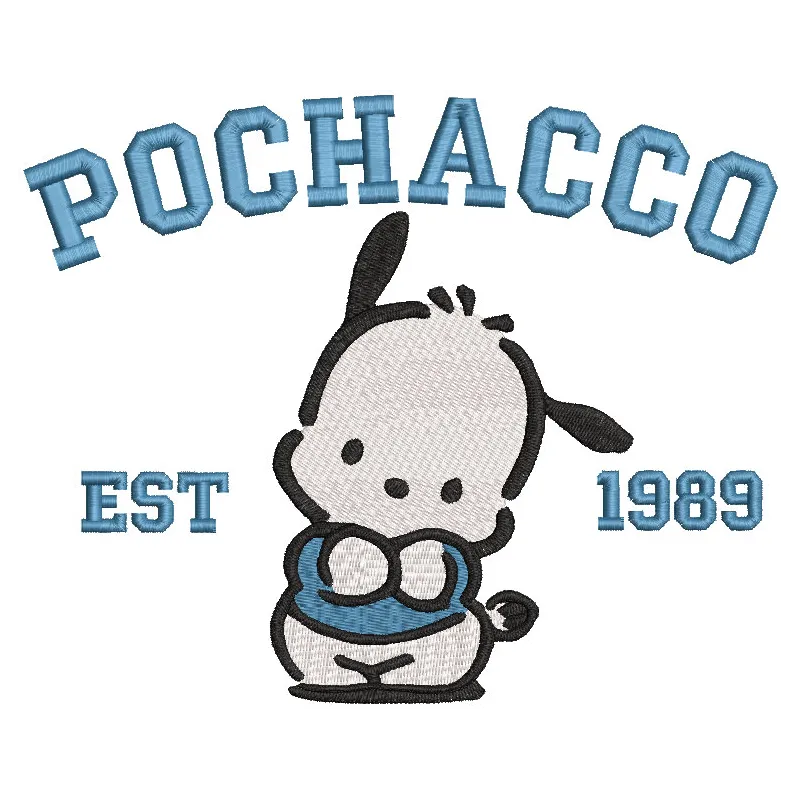 Preview of Pochacco est embroidery design featuring adorable character for stitching on various fabrics.